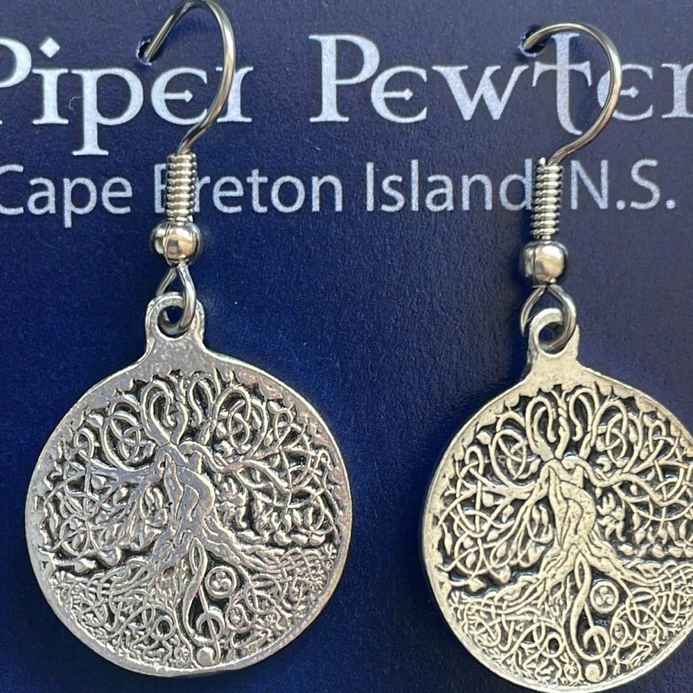 Pewter Tree Of Life Earrings
